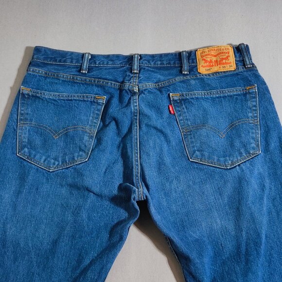 Levi's 505™ Jeans Regular Fit Men's size W38L34 denim blue straight leg classic - Picture 4 of 14
